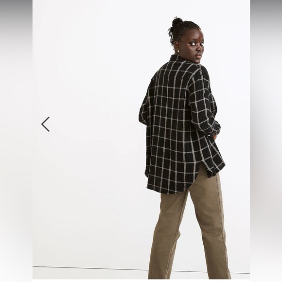 Madewell 🔥 Lightspun Flap-Pocket Oversized Button Down Shirt Windowpane Sz XS - Picture 3 of 11